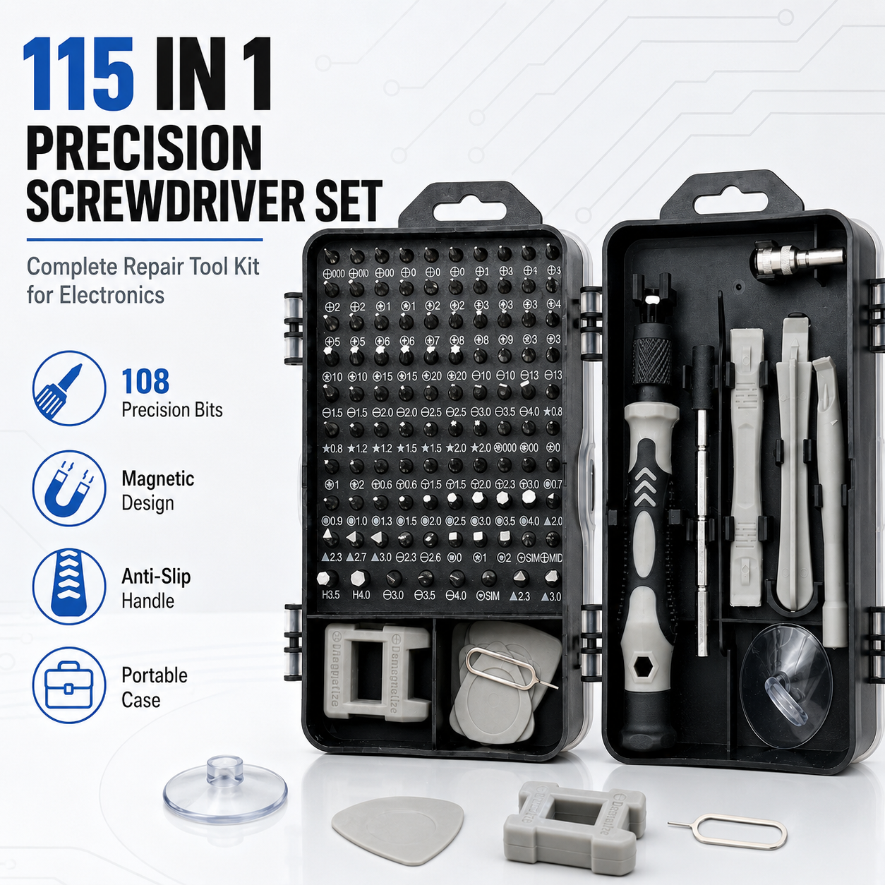 Diy Electronics For Beginners - 115 in 1 Magnetic Precision Screwdriver