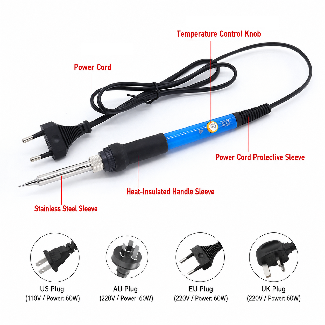 60W Adjustable Temp Soldering  - Diy Electronics Flux 리뷰 및 가격