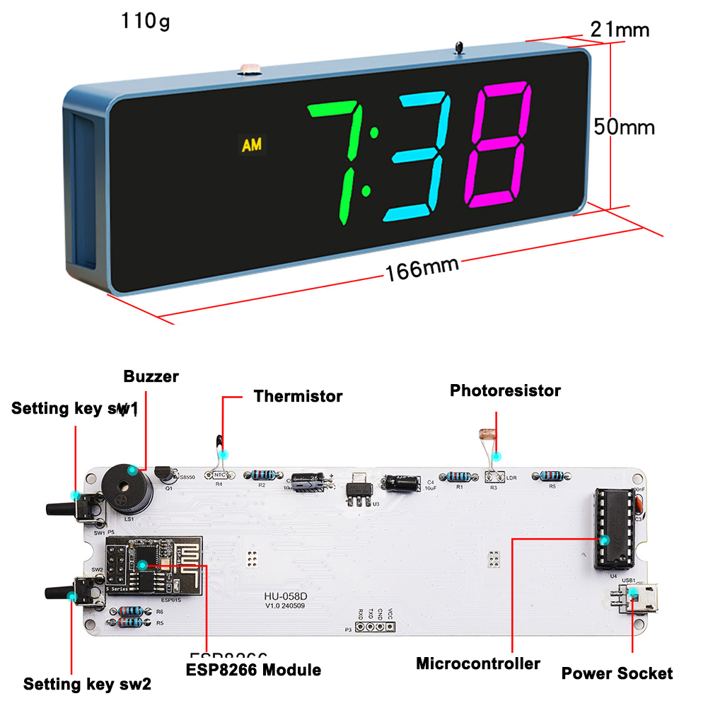 ESP8266 IoT Colorful WiFi Cloc - Diy Electronics For Beginners 리뷰 및 가격