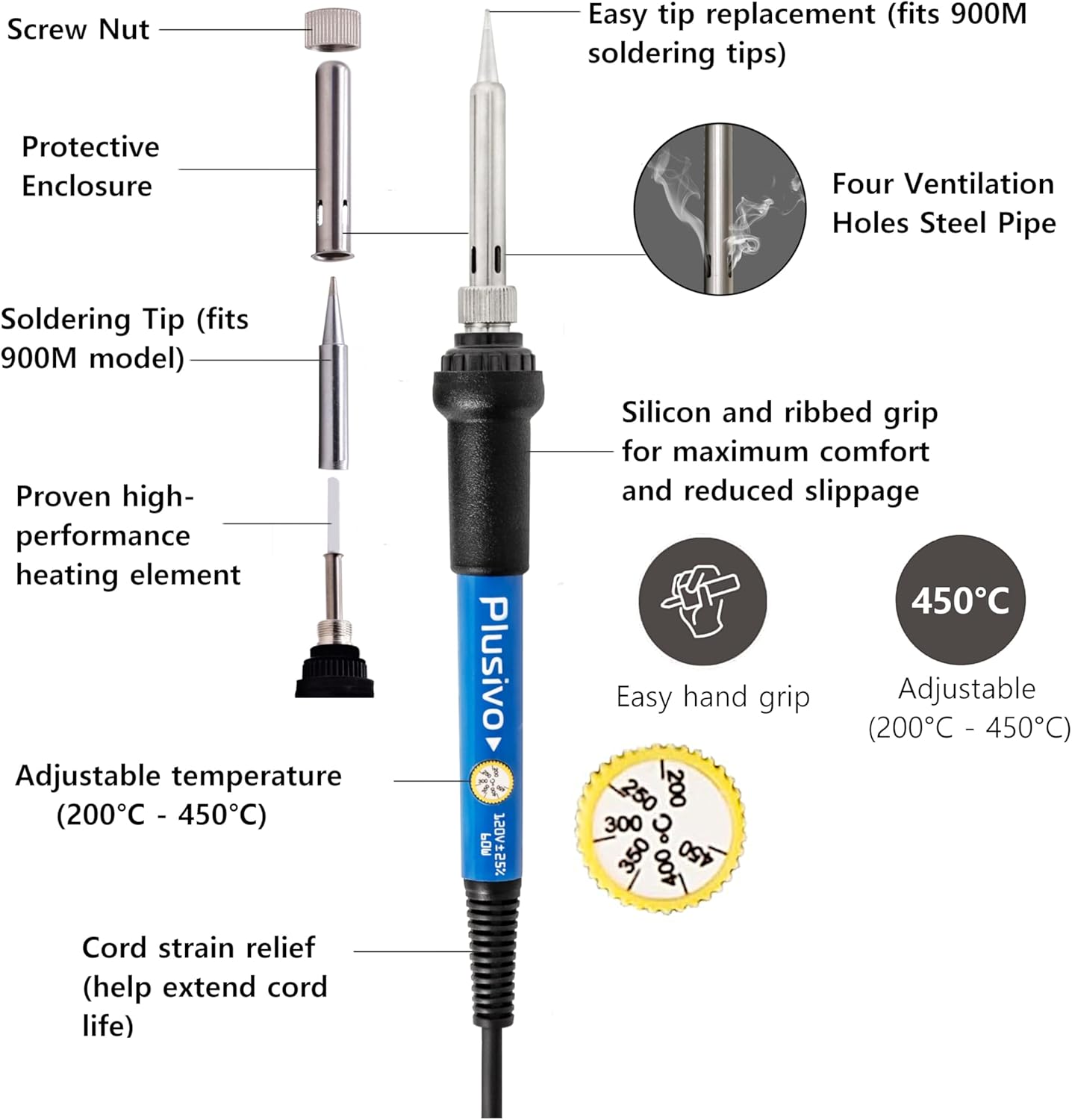 60W Soldering Iron Kit With Ad - Diy Electronics Flux 리뷰 및 가격