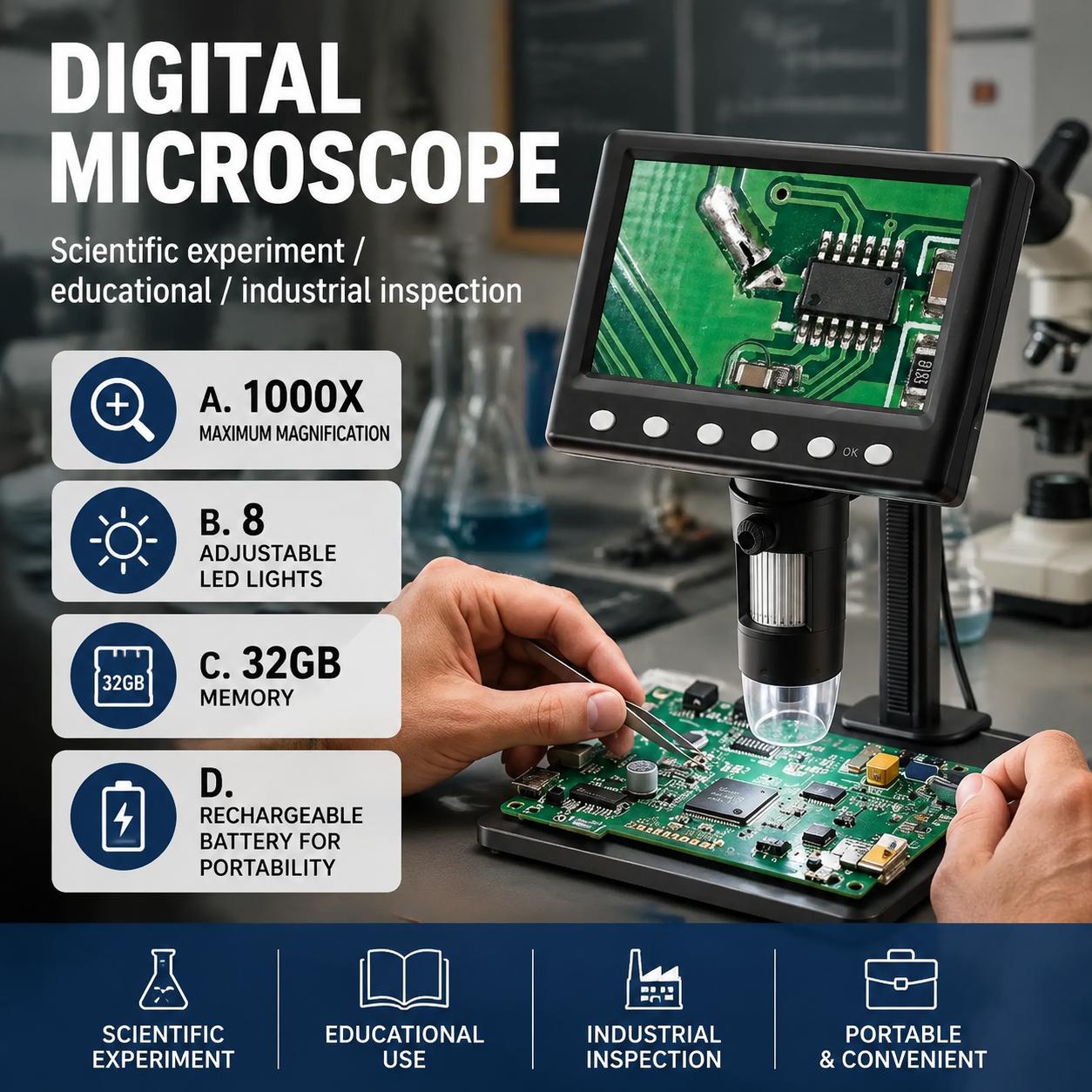 Inspection Microscope 1000x Ma - Diy Microscope For Electronics Repair 리뷰 및 가격